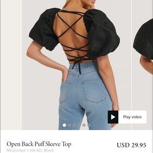 Na-kd Open Back Puff Sleeve Top